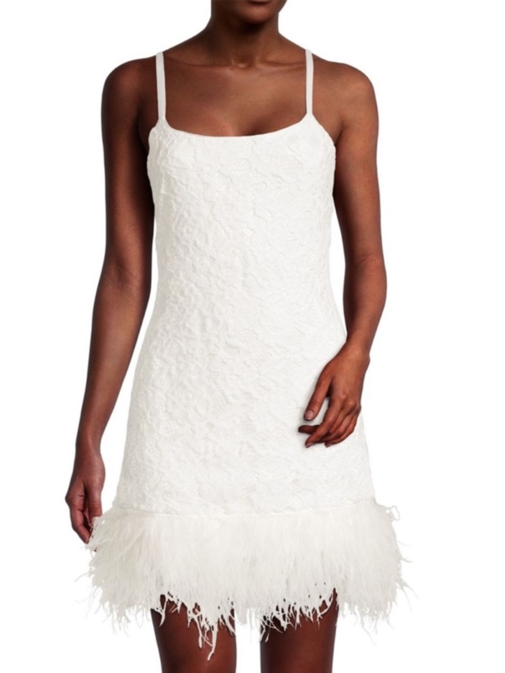 LIKELY Mari Dress White Feathers Lace New Size 4